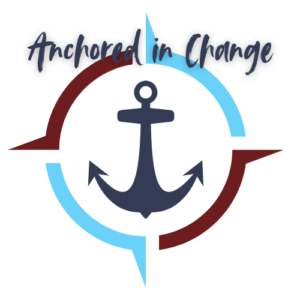 "Anchored in Change" with compass and anchor logo